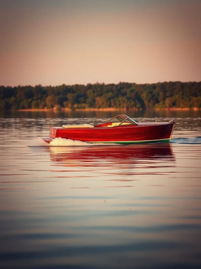 Mahogany boat on Lake Wylie