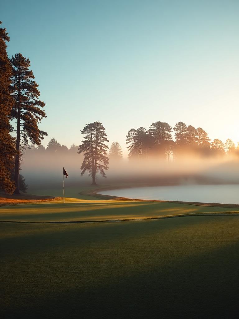 Misty morning golf course